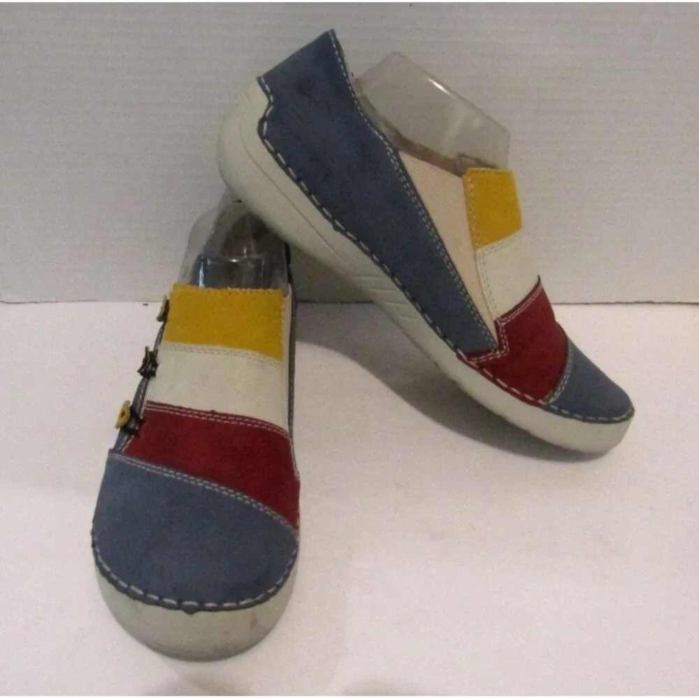 Rieker 52589-14 Womens 40 Multicolor Suede Slip On Comfort Shoes Colorblock